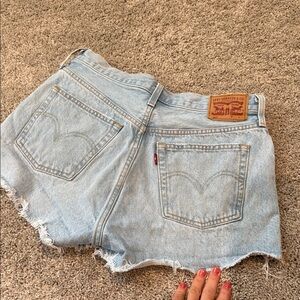 Levi's Blue Jean Shorts with Distressed Hem